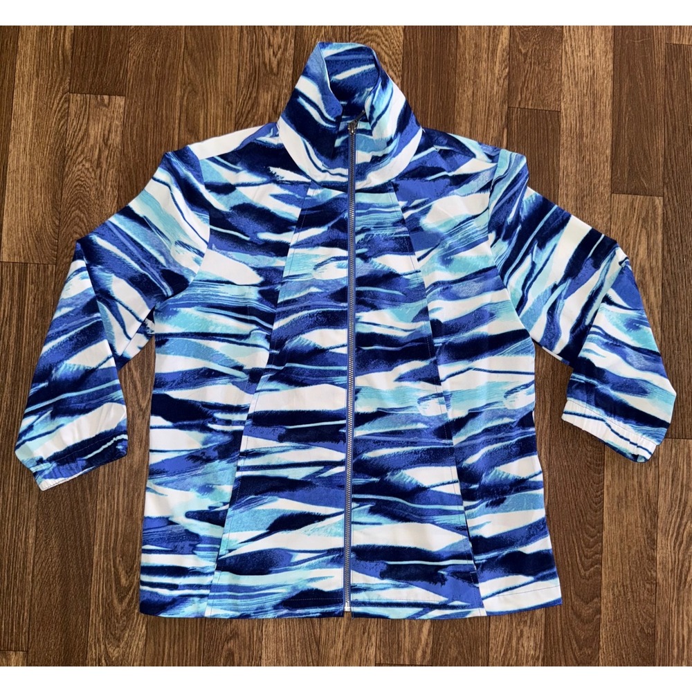Zenergy by Chico's Full Zip Jacket‎ Abstract Print Athleisure Top Size 0